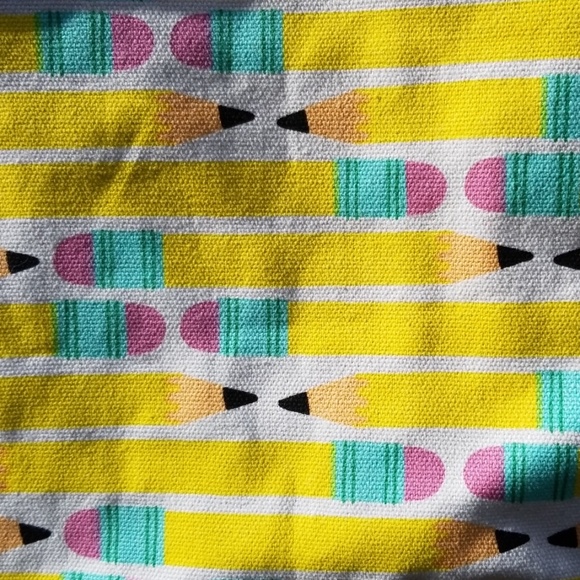 Teacher Canvas Tote Bag Pencils and Erasers EUC - Picture 2 of 3